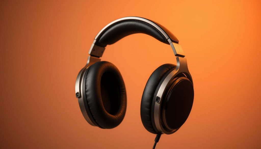 A professional-grade studio headphone with a sleek, minimalist design. The casque features high-quality materials like brushed metal and plush leather earcups, creating a premium look and feel. The headband is adjustable and padded for long-wearing comfort. Carefully positioned microphone and controls allow for seamless voice communication. Subtle ambient lighting adds a sophisticated touch. Crisp, detailed audio reproduction with a wide soundstage, perfect for critical music monitoring and audio production. Photographed against a clean, neutral background with warm, even lighting to highlight the product's elegant aesthetic. A professional-grade studio headphone with a sleek, minimalist design. The casque features high-quality materials like brushed metal and plush leather earcups, creating a premium look and feel. The headband is adjustable and padded for long-wearing comfort. Carefully positioned microphone and controls allow for seamless voice communication. Subtle ambient lighting adds a sophisticated touch. Crisp, detailed audio reproduction with a wide soundstage, perfect for critical music monitoring and audio production. Photographed against a clean, neutral background with warm, even lighting to highlight the product's elegant aesthetic.